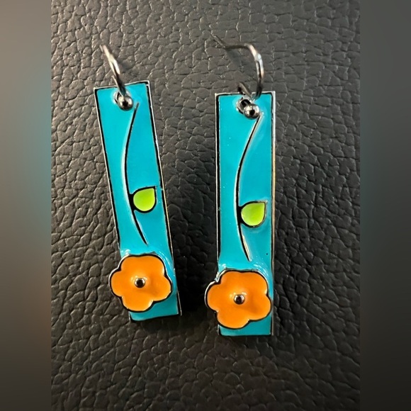 Jewelry - ❤️ Darling Enamel Pieced Hoop Earrings Turquoise Color Boho Hippie